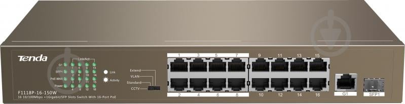 Коммутатор TENDA TEF1118P-16-150W - фото 1