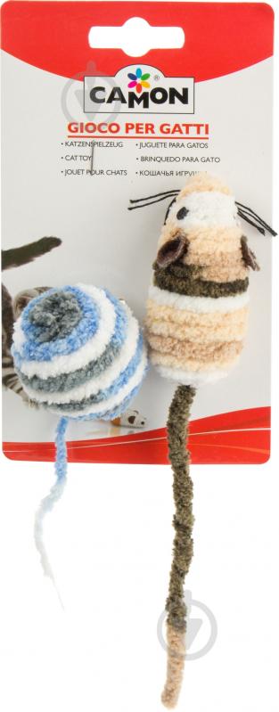 Игрушка для котов Camon Мышка + мяч разноцветный - фото 3