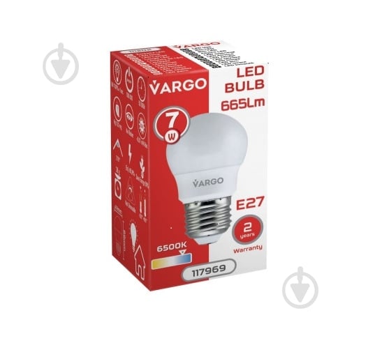 Лампа світлодіодна VARGO V-117969 7 Вт G45 E27 220 В 6500 К 117969 - фото 2 Лампа світлодіодна VARGO V-117969 7 Вт G45 E27 220 В 6500 К 117969 - фото 2