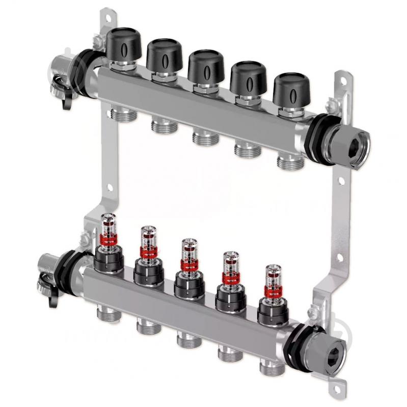 Коллектор Uponor 1086538 (нержавейка) с расходомерами Smart S Ø1 НГ x 2 х 3/4″ - фото 1 Коллектор Uponor 1086538 (нержавейка) с расходомерами Smart S Ø1 НГ x 2 х 3/4″ - фото 1