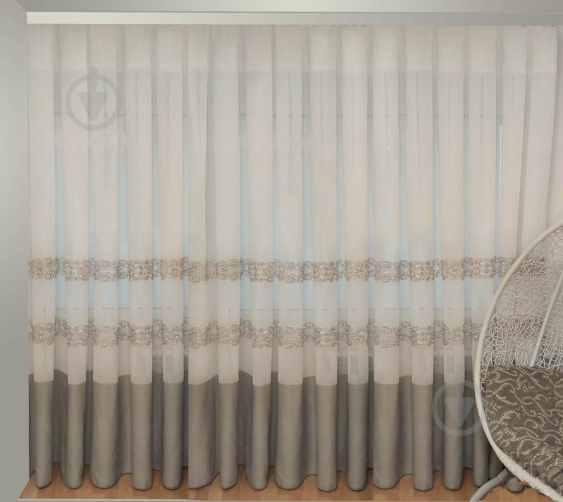 Тюль Барселона с вышивкой на льне 400x250 серый Декор-ін - фото 1 Тюль Барселона с вышивкой на льне 400x250 серый Декор-ін - фото 1
