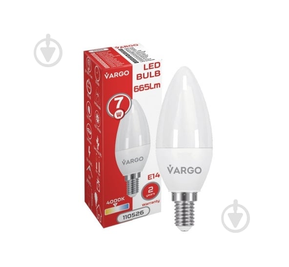 Лампа светодиодная VARGO V-110526 7 Вт C37 E14 220 В 4000 К 110526 - фото 2 Лампа светодиодная VARGO V-110526 7 Вт C37 E14 220 В 4000 К 110526 - фото 2