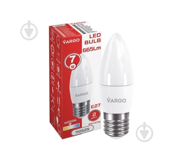 Лампа светодиодная VARGO V-110525 7 Вт C37 E27 220 В 4000 К 110525 - фото 2