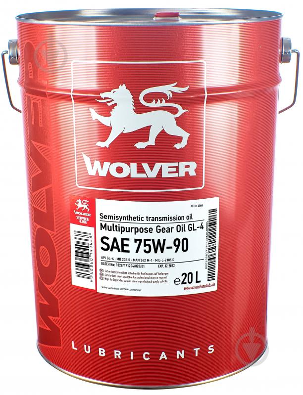 Мастило трансмісійне Wolver Gear Oil 75W-90 20 л - фото 1