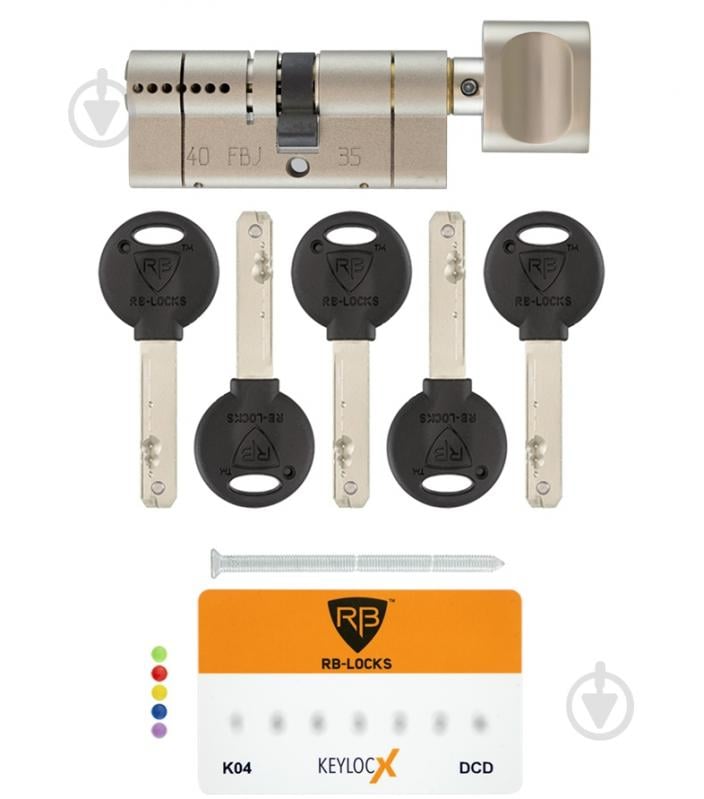 Цилиндр RB-LOCKS KEYLOCX 45x55 ключ-вороток 100 мм никель сатин - фото 4