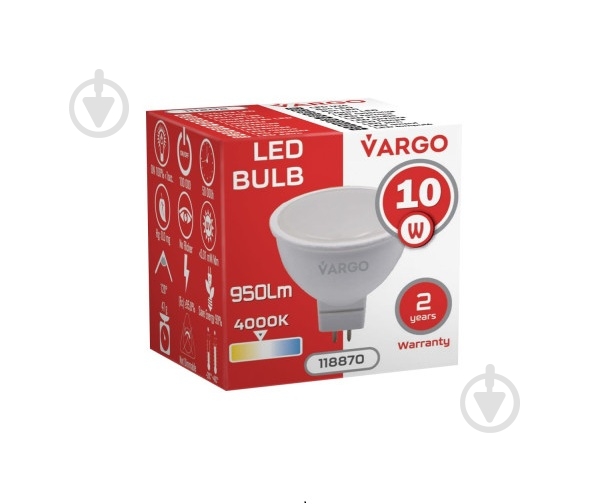 Лампа світлодіодна VARGO V-118870 10 Вт G5,3 220 В 4000 К 118870 - фото 2 Лампа світлодіодна VARGO V-118870 10 Вт G5,3 220 В 4000 К 118870 - фото 2