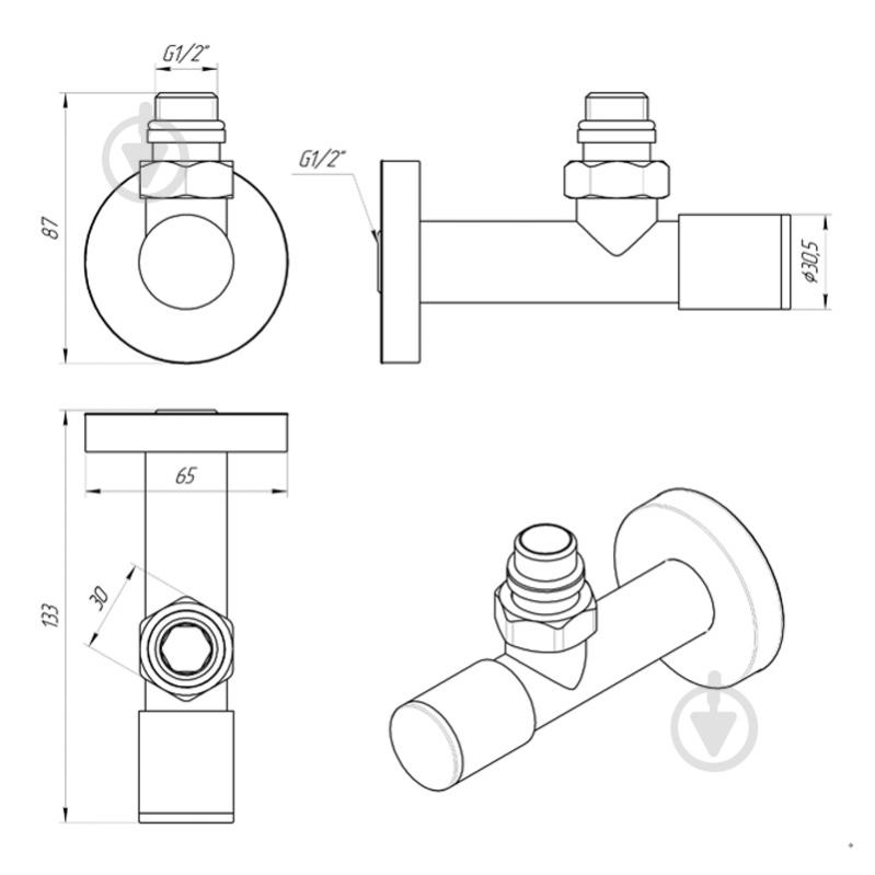 Комплект кранів Laris 1/2"-1/2" Подовжений (ZZ-5101) - фото 6