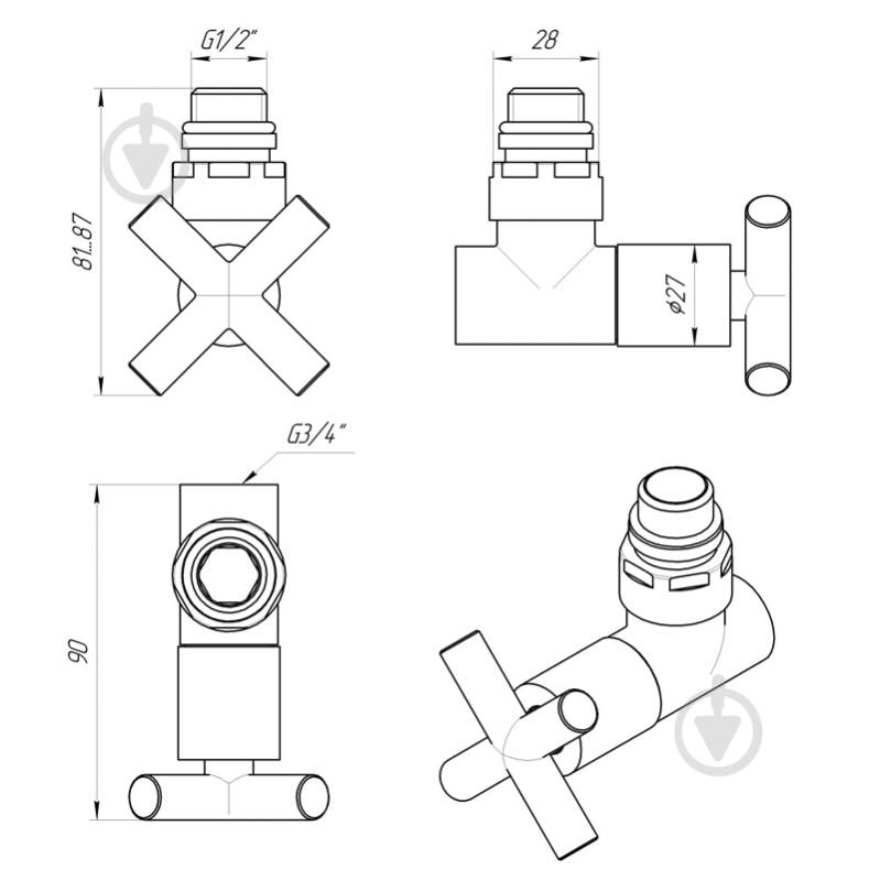 Комплект кранов Laris 1/2"x3/4" Элит (ZZ-4704) - фото 6