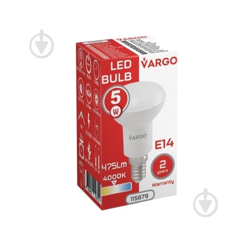 Лампа светодиодная VARGO V-115679 5 Вт R39 E14 220 В 4000 К 115679 - фото 2 Лампа светодиодная VARGO V-115679 5 Вт R39 E14 220 В 4000 К 115679 - фото 2