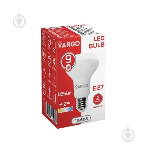 Лампа светодиодная VARGO V-115682 9 Вт R63 E27 220 В 4000 К 115682 - фото 2