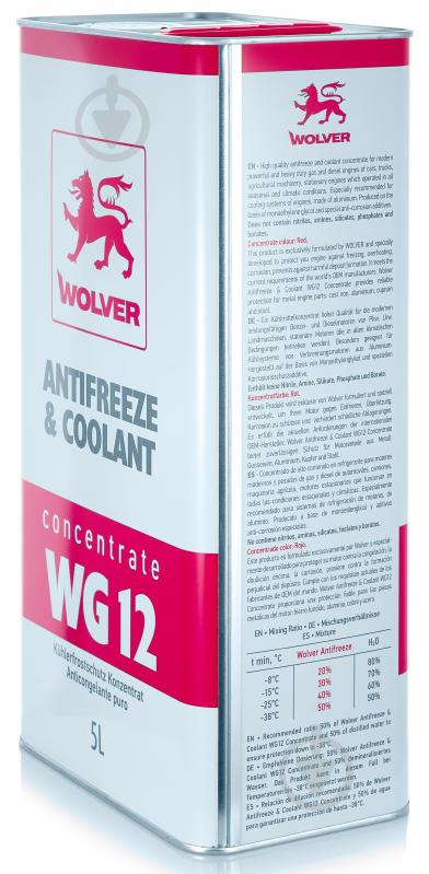 Антифриз Wolver Antifreeze & Coolant Concentrate WG12+ від -80 до +120 5 л червоний - фото 3