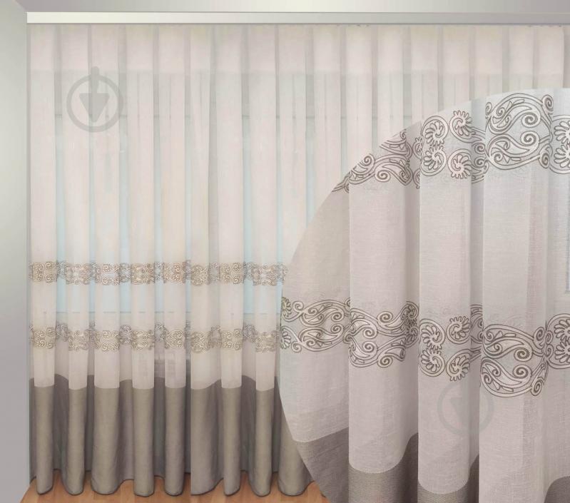 Тюль Барселона с вышивкой на льне 600x275 серый Декор-ін - фото 2 Тюль Барселона с вышивкой на льне 600x275 серый Декор-ін - фото 2