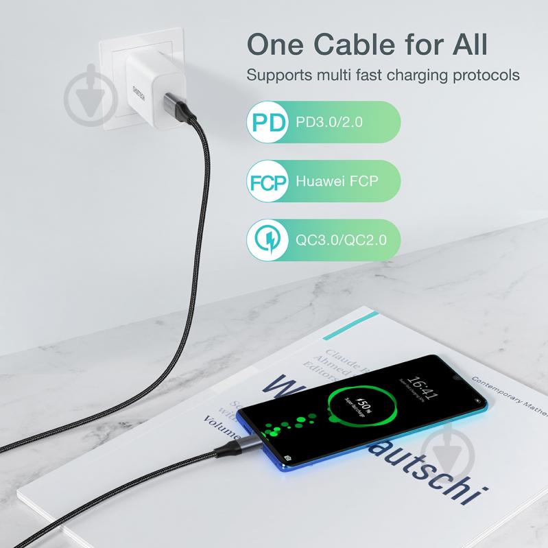 Кабель Choetech USB 2.0 USB-CUSB-C 60 ватт 1,2 м черный (XCC-1003-BK) - фото 6