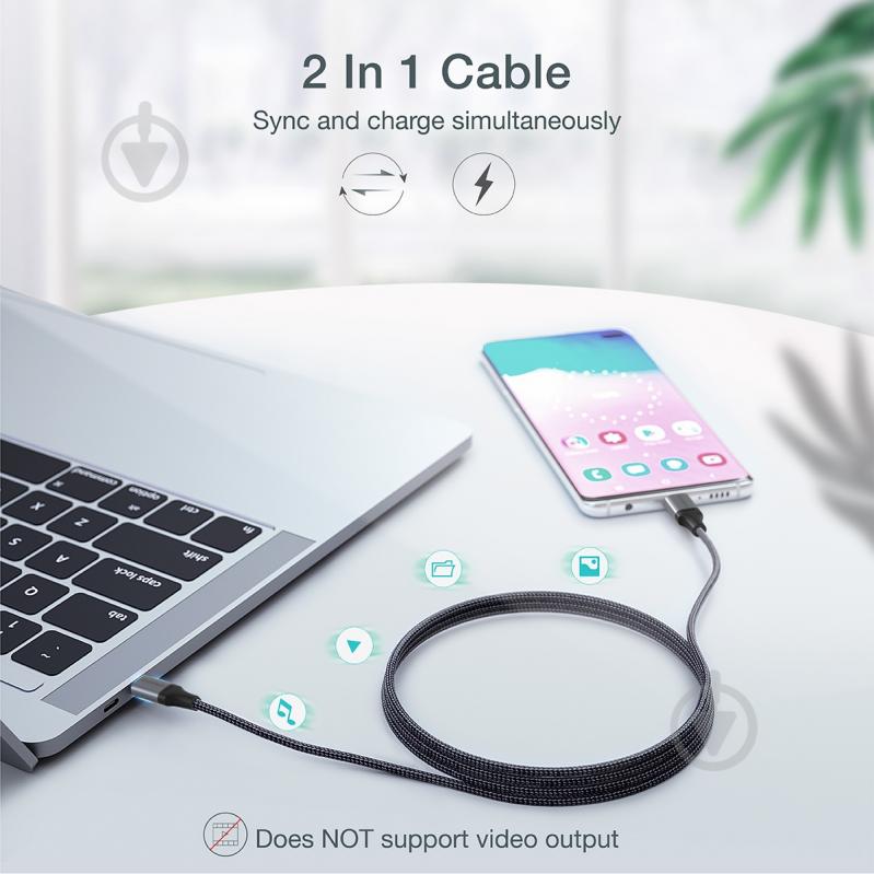 Кабель Choetech USB 2.0 USB-CUSB-C 60 ватт 1,2 м черный (XCC-1003-BK) - фото 7