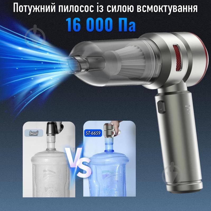 Пылесос автомобильный Suitu ST-6659 Silver Red - фото 10