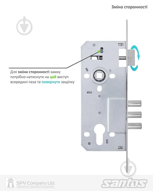 Дверний замок вхідний Mul-T-Lock Santos 2800R-3M NS DIN BS45 мм 85 мм нікель сатин/нержавіюча сталь - фото 5