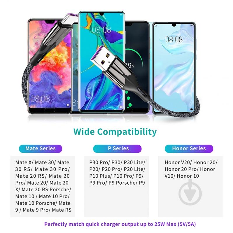 Кабель Choetech USB 2.0, USB-A/USB-С 1,2 м black (AC0013-BK) - фото 5 Кабель Choetech USB 2.0, USB-A/USB-С 1,2 м black (AC0013-BK) - фото 5