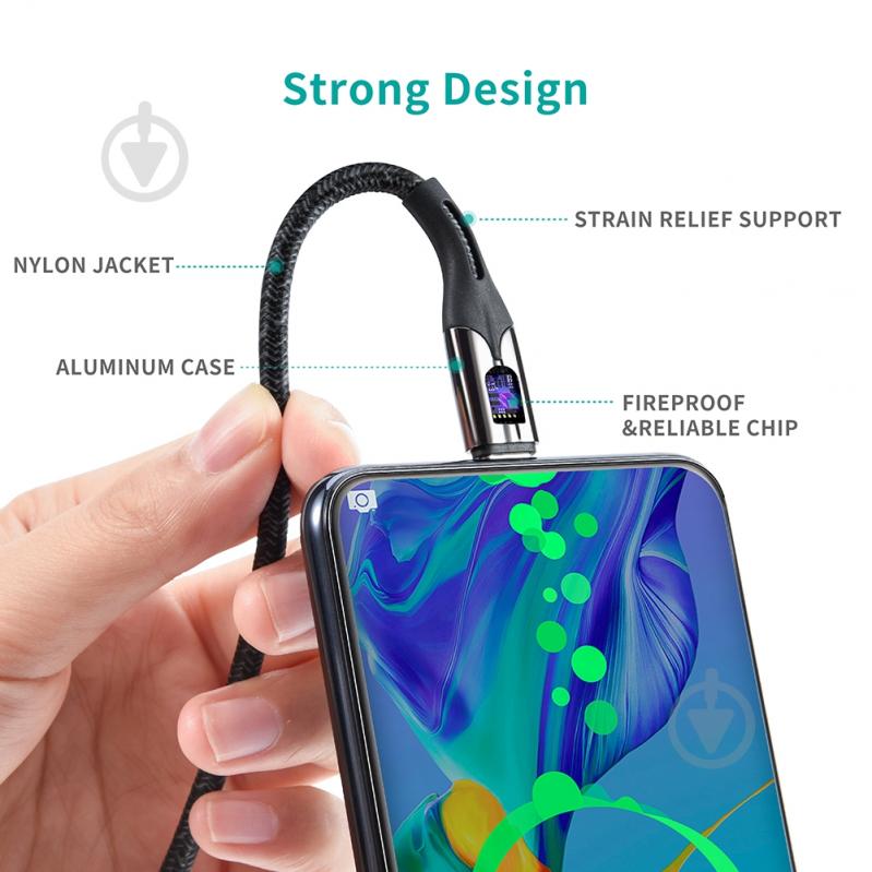 Кабель Choetech USB 2.0, USB-A/USB-С 1,2 м black (AC0013-BK) - фото 6 Кабель Choetech USB 2.0, USB-A/USB-С 1,2 м black (AC0013-BK) - фото 6