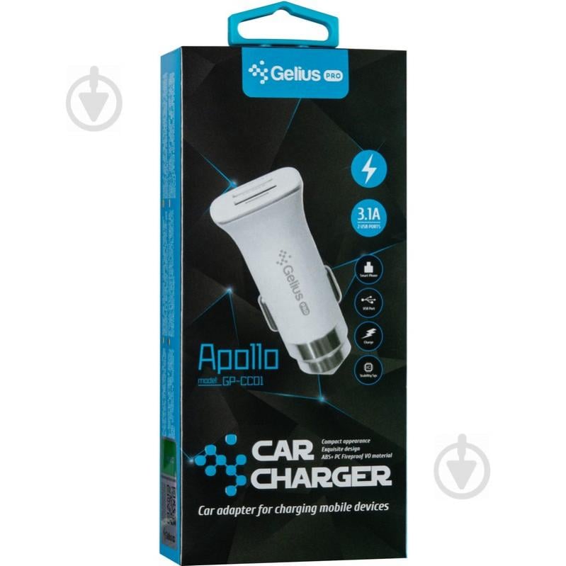 Автомобільний зарядний пристрій Gelius Pro Apollo GP-CC01 3.1A з кабелем micro USB White (2099900714344) - фото 6