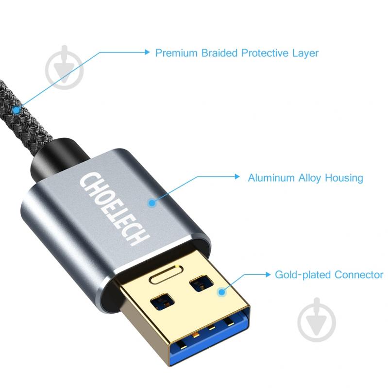 Удлинитель Choetech USB 3.0 2 м black (XAA001-BK) - фото 3