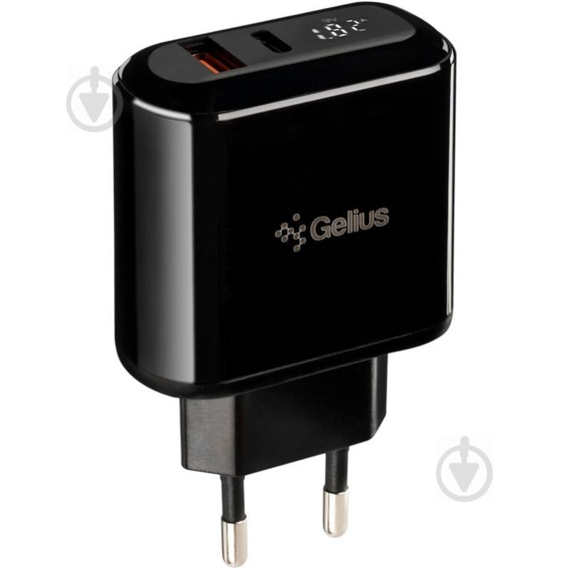 Зарядний пристрій Gelius Pro Zion QC3.0 PD2.0 18W з дисплеєм / 1USB Type-C (3A) Black (2099900823060) - фото 1