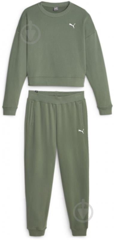 Спортивный костюм Puma Loungewear Suit TR 67608944 р.S зеленый - фото 1