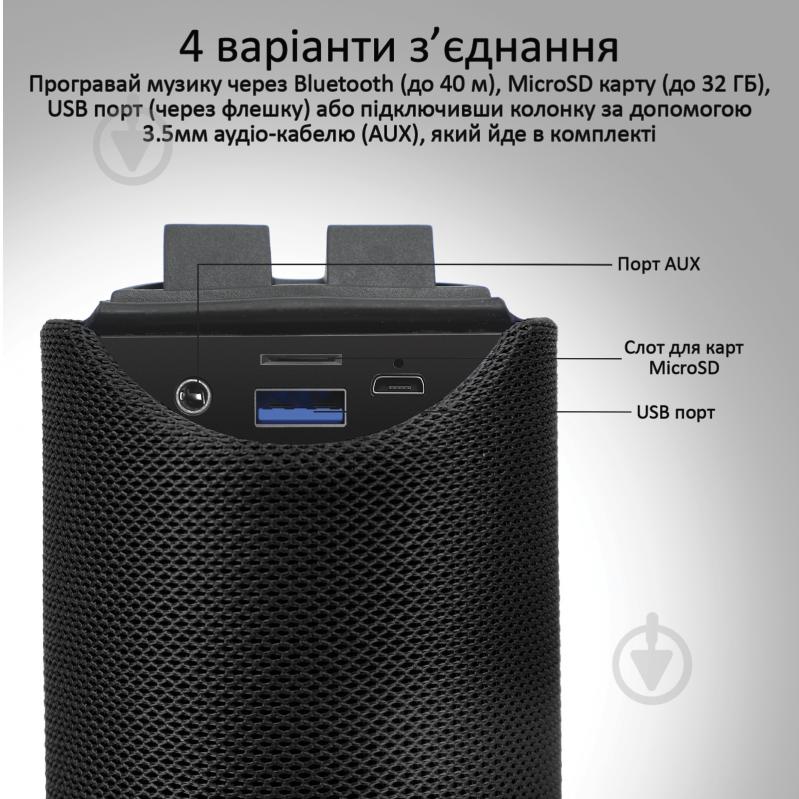 Портативна колонка Promate Chill 6W IPX4 2.0 black (chill.black) - фото 5