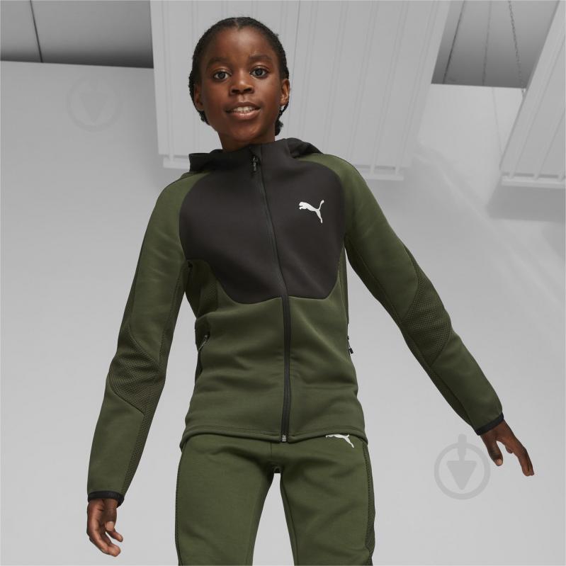 Джемпер Puma EVOSTRIPE FULL-ZIP HOODIE DK B 67627731 р.164 зеленый - фото 3