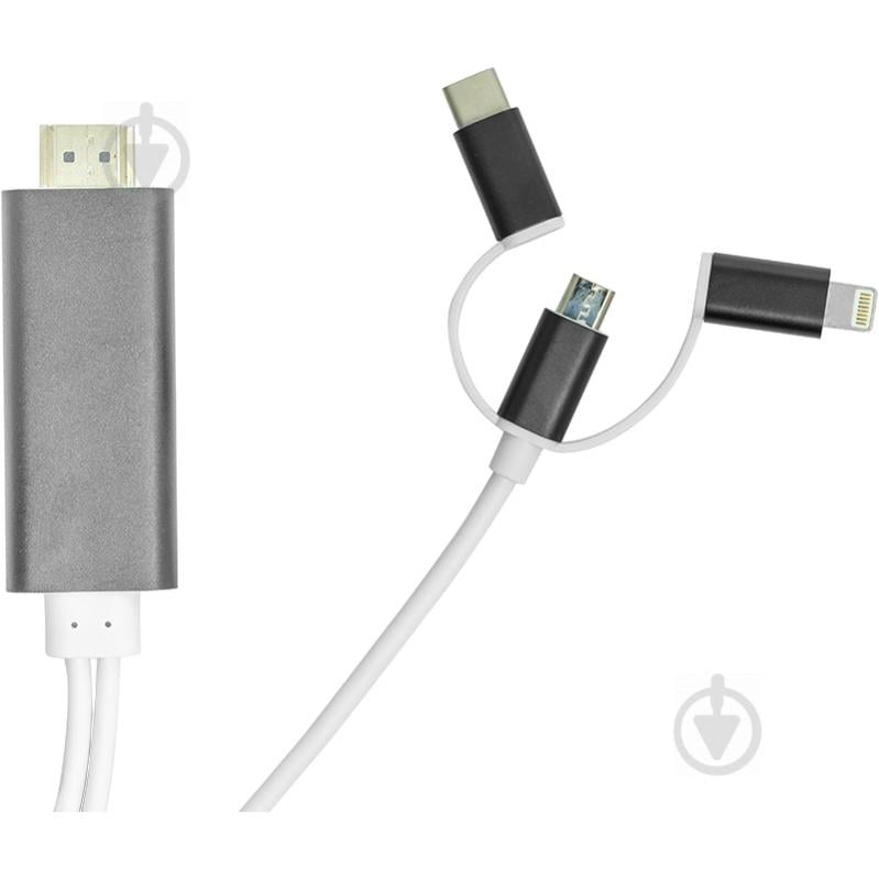 Кабель PowerPlant HDMI (M) – Lightning, Type-C, mirco USB 1 м білий (CA911912) - фото 2