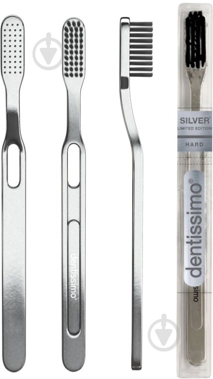 Зубна щітка Dentissimo HARD зі срібною ручкою жорстка 1 шт. - фото 1