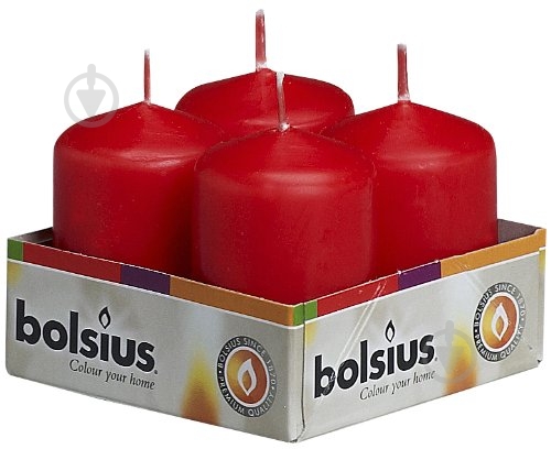 Набор свечей 4 шт. красный 6х4 см Bolsius - фото 1