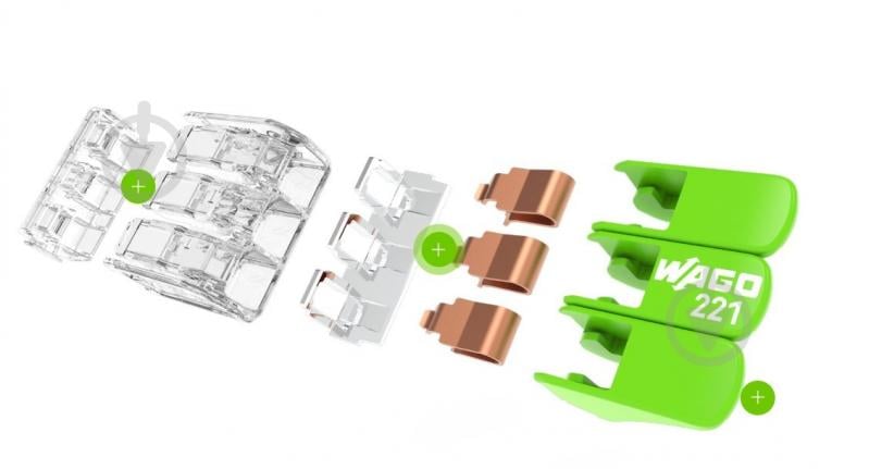 Клема швидкого монтажу на 3 провідника з важелями WAGO 221-423 0,2-4 мм² Green Range зелений 22-2623У-W - фото 4 Клема швидкого монтажу на 3 провідника з важелями WAGO 221-423 0,2-4 мм² Green Range зелений 22-2623У-W - фото 4