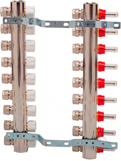 Коллекторная группа Luxor с расходомерами и термоклапанами М30х1,5 9 выходов с евроконусом 16х2 Luxor - фото 2