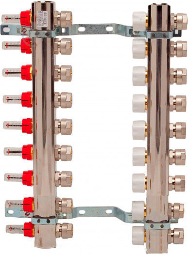 Коллекторная группа Luxor с расходомерами и термоклапанами М30х1,5 9 выходов с евроконусом 16х2 Luxor - фото 1