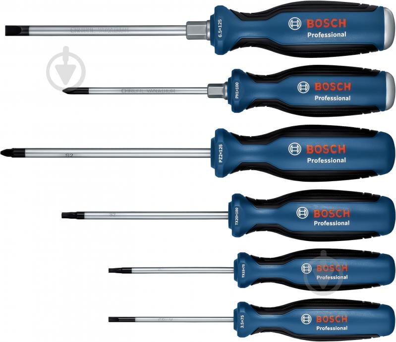 Набор отверток Bosch Professional 6 шт. SL/PH/PZ/TX 1600A02CV3 - фото 1