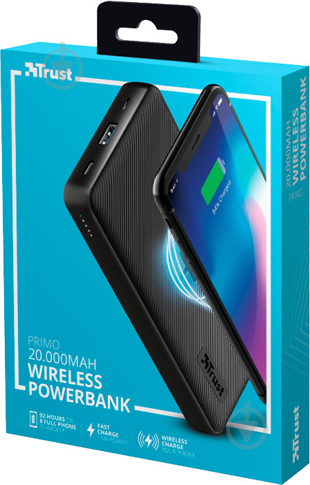 Повербанк Trust 20000 mAh black (23565) Primo Wireless - фото 7