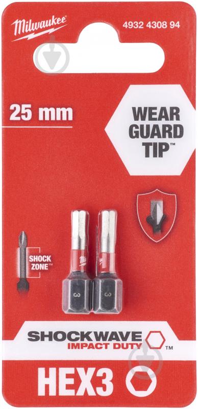 Бита Milwaukee HEX 2 шт. 4932430894 - фото 1 Бита Milwaukee HEX 2 шт. 4932430894 - фото 1