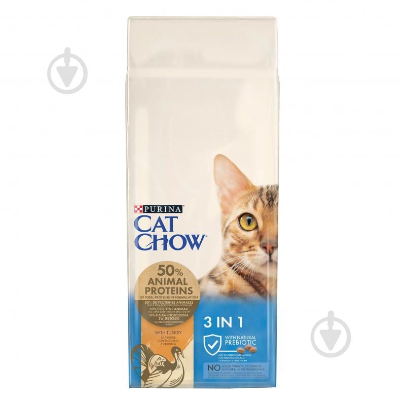 Корм сухой для котов Cat Chow by Purina Feline 3 в 1 с индейкой 15 кг - фото 1 Корм сухой для котов Cat Chow by Purina Feline 3 в 1 с индейкой 15 кг - фото 1