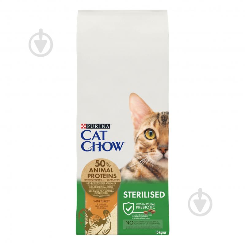 Корм сухой для котов Cat Chow by Purina Sterilised с индейкой 15 кг - фото 1 Корм сухой для котов Cat Chow by Purina Sterilised с индейкой 15 кг - фото 1