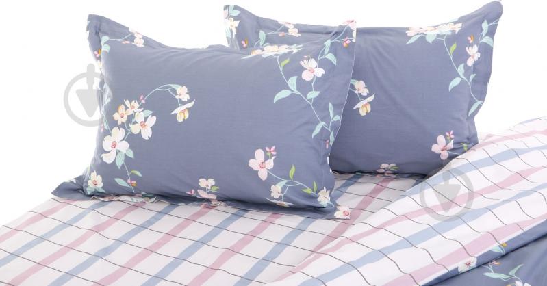 Комплект постільної білизни Floral Check 1,5 біло-синьо-рожевий La Nuit - фото 3