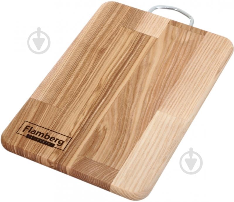 Доска кухонная Flamberg прямоугольная с металлической ручкой 28х19х1,6 см ясень - фото 2