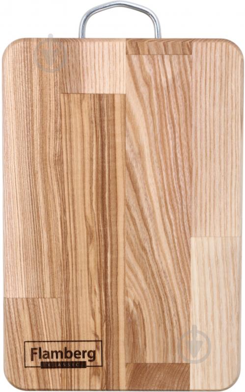 Доска кухонная Flamberg прямоугольная с металлической ручкой 28х19х1,6 см ясень - фото 1