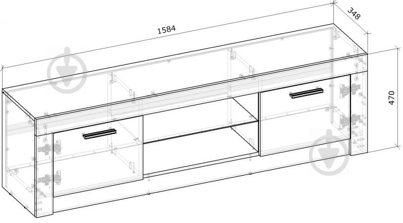 Тумба под ТВ Грейд Марлин 1584х470х348 мм белый альба / дуб артизан - фото 4