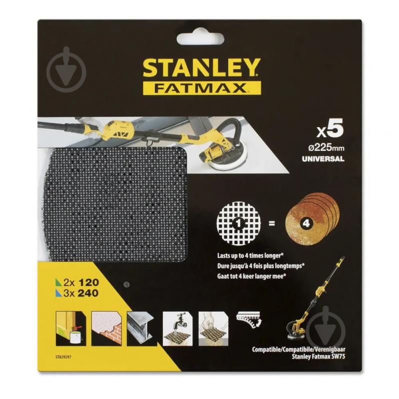 Сетка абразивная Stanley P240 для ексцентриковых шлифувальных машин STA39297 STA39297 - фото 2