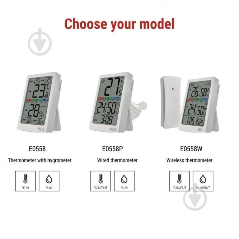 Термометр-гігрометр Emos E0558 цифровий - фото 4 Термометр-гігрометр Emos E0558 цифровий - фото 4