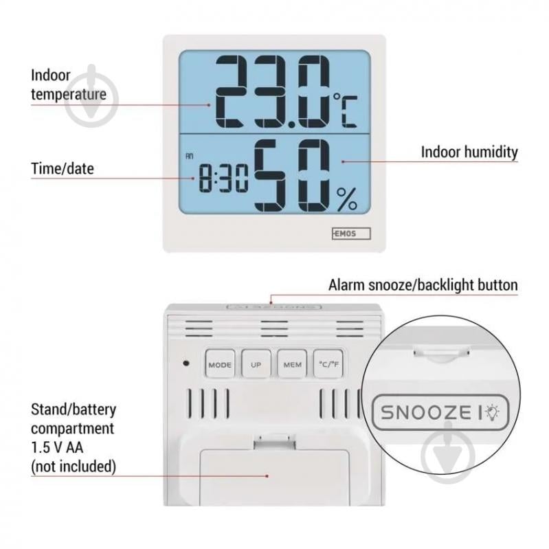 Термометр-гігрометр Emos E0114N цифровий - фото 4 Термометр-гігрометр Emos E0114N цифровий - фото 4