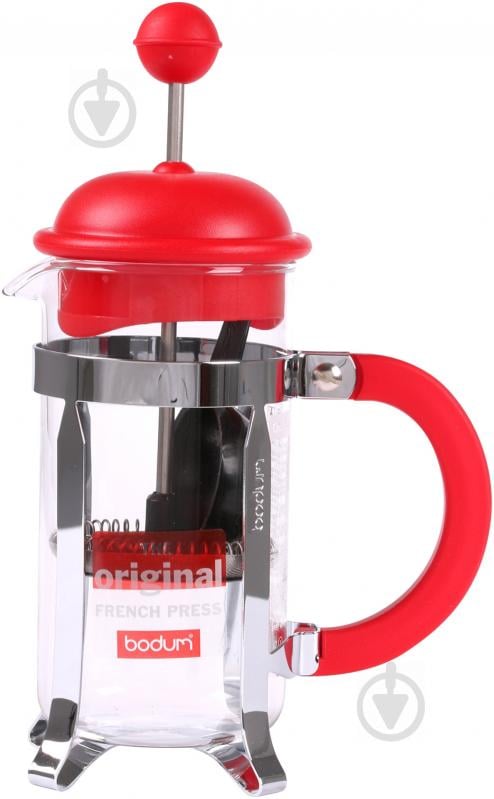 Френч-пресс Bodum Caffettiera Bodum 035 л красный стекло 06300026 - фото 1