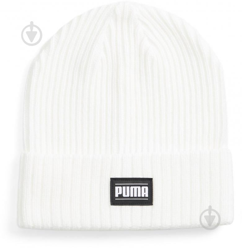 Шапка Puma RIBBED CLASSIC CUFF BEANIE 02403806 р.one size белый - фото 1