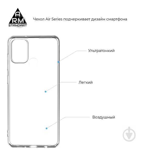 Накладка на корпус Armorstandart для Samsung A21s (Защитное стекло Full Glue + Панель Air Series) (ARM58050) - фото 3