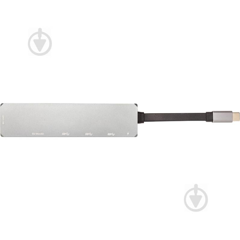 USB-хаб PowerPlant USB 3.1 Type-C - USB Hub, HDMI, Card Reader (SD, micro SD) - фото 2